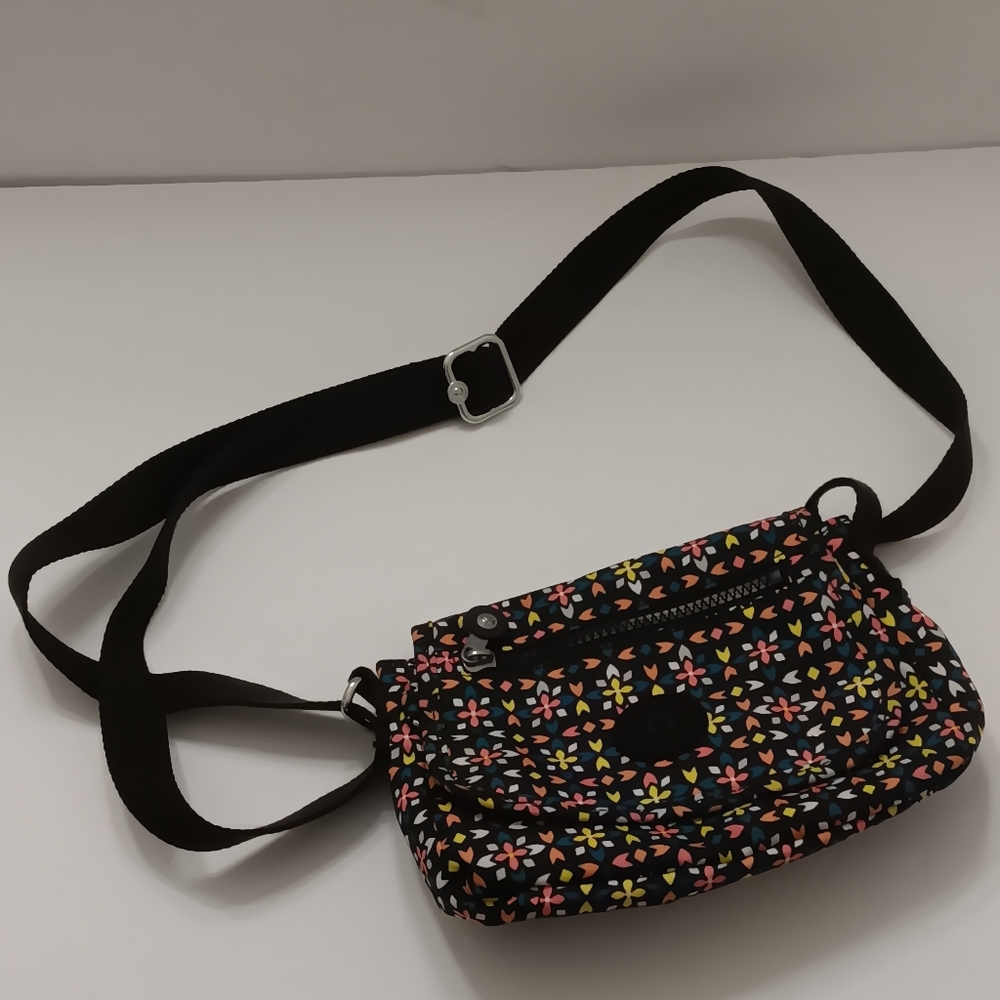 Kipling Live Light Sabian Black Shoulder Crossbody Bag  Nylon Mozzaik Multicolor